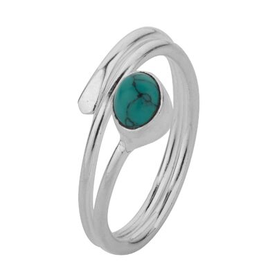 Bague minérale - 4mm - turquoise - t14 - argent