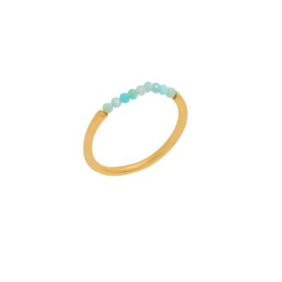 Amazonite mineral ring - t10 - gold plated