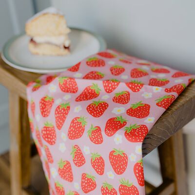 Sweet Strawberries Organic Cotton Tea Towel