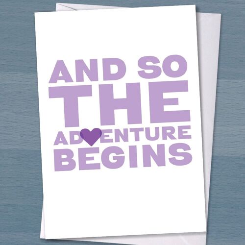Card - "And So The Adventure Begins", New start card, Congratulations Wedding, New home card, new job card, New Married Couple, Newly wed