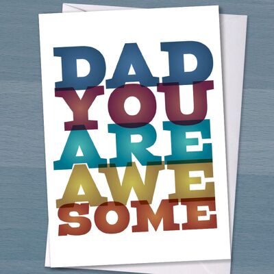 Tarjeta para papá - "Papá, eres increíble", feliz cumpleaños papá, día del padre, tarjeta de cumpleaños, papá, padre, nuevo papá, nuevo padre, tipografía