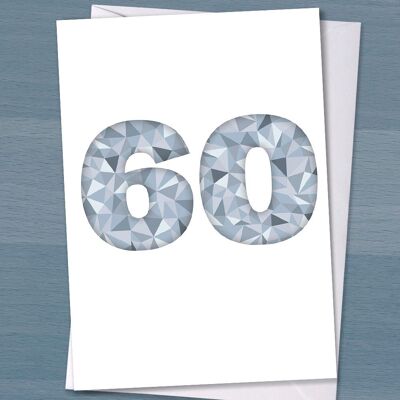 Tarjeta de boda de diamantes - "Feliz aniversario de bodas de diamantes", 60 años de casados, 60 aniversario de bodas, padres, abuelos, tipografía