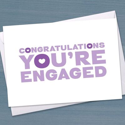 Verlobungskarte - "Herzlichen Glückwunsch, Sie sind verlobt", Herzlichen Glückwunsch zu Ihrer Verlobung, Typografie, Typografisch