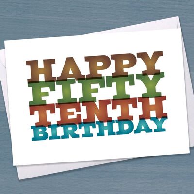 Funny 60th Birthday Card, Big 6-0, Sixtieth birthday, Fifty Tenth, Typographical, Greetings Card, Colourful