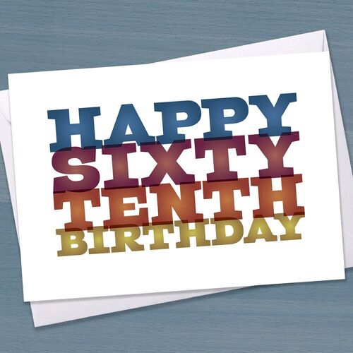 Funny 70th Birthday Card, Big 7-0, Seventieth birthday, Sixty Tenth Birthday, Typographical, Greetings Card, Colourful