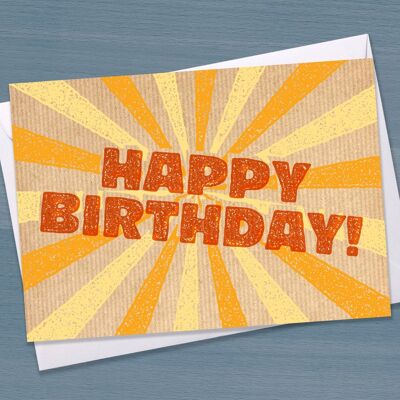 Carte de joyeux anniversaire - Carte d'anniversaire typographique avec motif de timbre