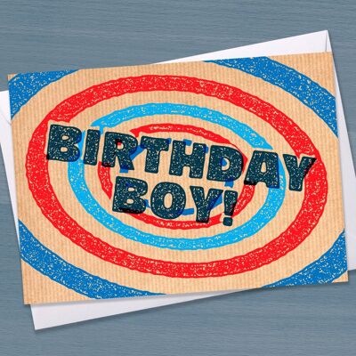 Tarjeta de feliz cumpleaños, cumpleañero, tarjeta de cumpleaños tipográfica, diseño de sello, tarjeta para amigo,