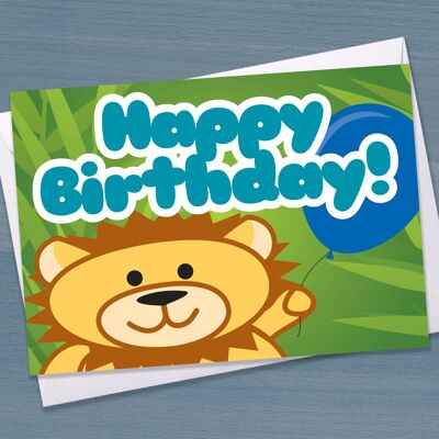 Carte d'anniversaire de lion, joyeux anniversaire, enfants, enfants, petit-fils, petite-fille, 1er anniversaire, 2e anniversaire, 3e anniversaire