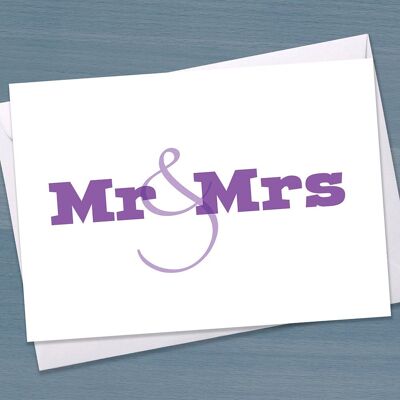 Mr e Mrs carta, carta di congratulazioni di matrimonio, carta di nozze, sposi novelli, tipografia, coppia felice, nuova coppia di sposi