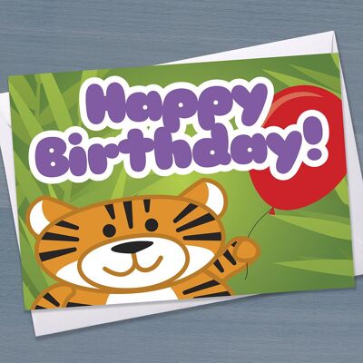Tiger Birthday card, Happy Birthday, Kids, Children, Grandson, Granddaughter, 1st birthday, 2nd Birthday, 3rd Birthday