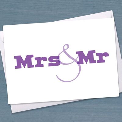 Carte de mariage - Mme et M., Carte de félicitations de mariage, Carte de M. et Mme, Jeune marié, Typographie, Couple heureux, Nouveau couple marié