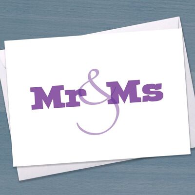 Carte de félicitations de mariage, carte de mariage, carte Mr et Mme, carte Mr et Mme, nouvellement marié, typographie, couple heureux, nouveau couple marié