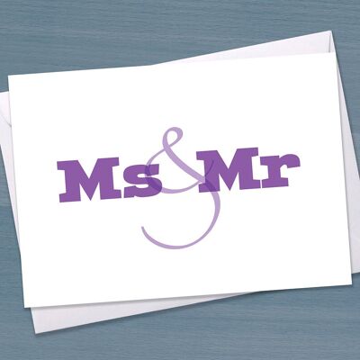 Carte de félicitations de mariage, carte de mariage, carte Mme et M., carte M. et Mme, nouvellement marié, typographie, couple heureux, nouveau couple marié
