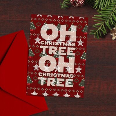 Tarjeta de Navidad, "Oh Christmas Tree", árboles de Navidad, Christmas Jumper, tarjetas de Navidad tipográficas