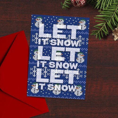 Christmas Card, Let it Snow, Typography, Christmas Jumper, Modern Design, Typographical Christmas cards