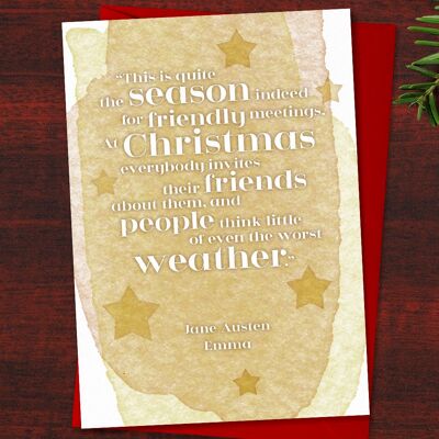 Carte de Noël littéraire "... À Noël, tout le monde invite ses amis à leur sujet..", Emma, Jane Austen, Citation de Noël, Amitié