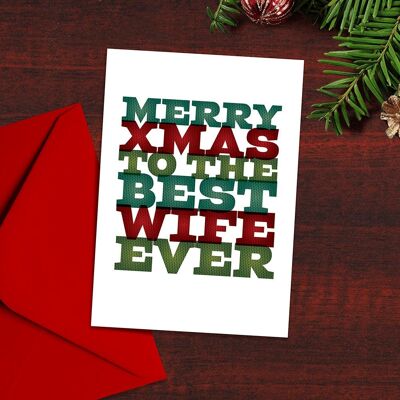 Buon Natale alla migliore moglie di sempre, buon Natale, maglione di Natale, biglietti di Natale tipografici