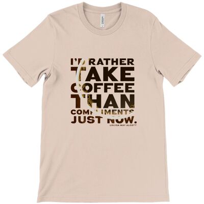 Canvas Unisex Crew Neck T-Shirt - I'd rather take coffee than compliments - Heather Prism Peach