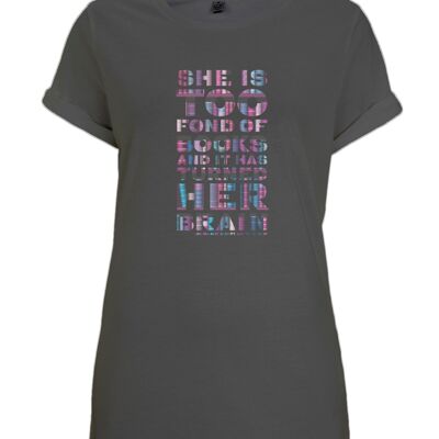 T-shirt con citazione di Piccole Donne "Lei è troppo appassionata di libri" - donna - Nera