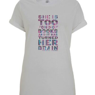Little Women quote "She is too Fond of Books" t-shirt - women's - Melange Grey