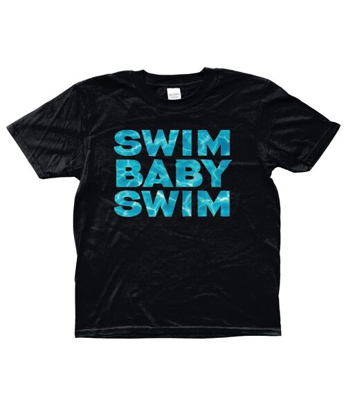 Gildan Kids SoftStyle® Ringspun T-Shirt SWIM BABY SWIM Ages 3-14 - Black