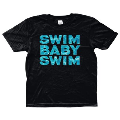 Gildan Kids SoftStyle® Ringspun T-Shirt SWIM BABY SWIM Ages 3-14 - Black