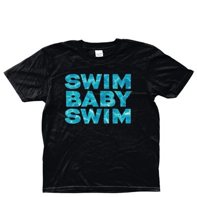 Gildan Kids SoftStyle® Ringspun T-Shirt SWIM BABY SWIM Edades 3-14 - Negro