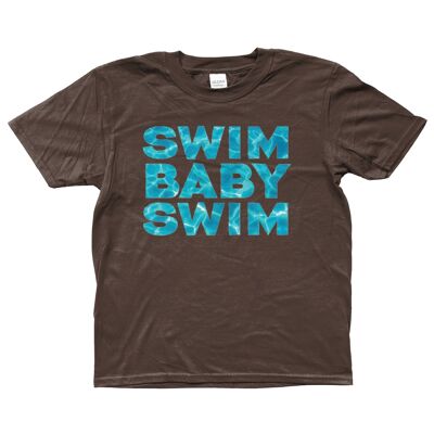 Maglietta Gildan Kids SoftStyle® Ringspun SWIM BABY SWIM età 3-14 - Cioccolato fondente