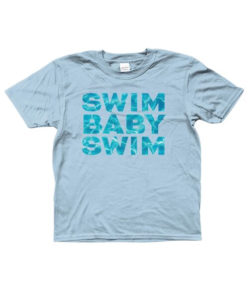 Gildan Kids SoftStyle® Ringspun T-Shirt SWIM BABY SWIM Ages 3-14 - Light Blue