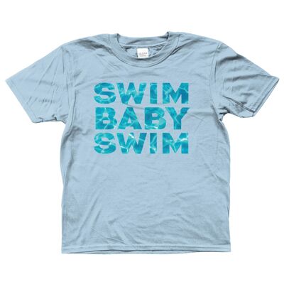 Gildan Kids SoftStyle® Ringspun T-Shirt SWIM BABY SWIM Edades 3-14 - Azul claro