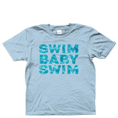 Gildan Kids SoftStyle® Ringspun T-Shirt SWIM BABY SWIM Edades 3-14 - Azul claro
