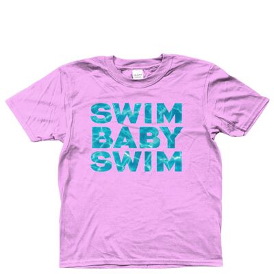 Gildan Kids SoftStyle® Ringspun T-Shirt SWIM BABY SWIM Edades 3-14 - Rosa claro