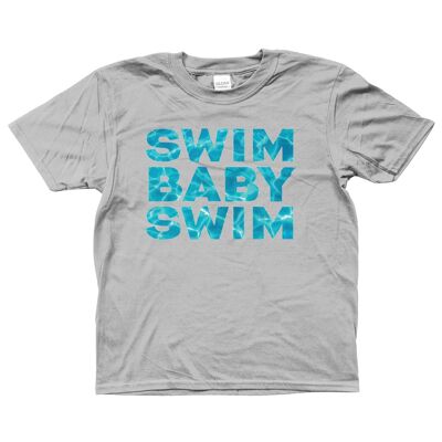 Gildan Kids SoftStyle® Ringspun T-Shirt SWIM BABY SWIM Edades 3-14 - Gris deportivo