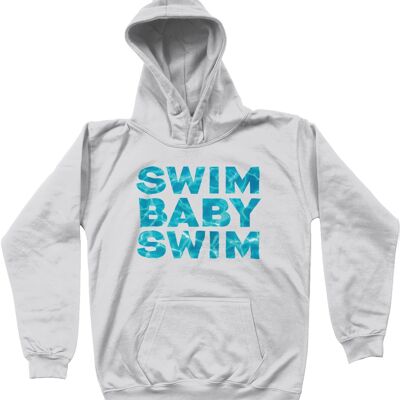 Sweat à capuche enfant "SWIM BABY SWIM" - Cendré