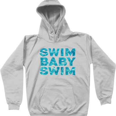 Felpa con cappuccio per bambini "SWIM BABY SWIM" - Grigio Heather