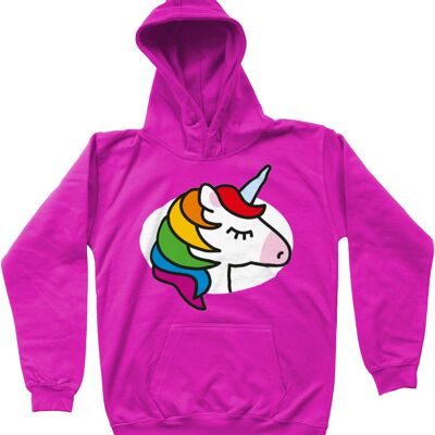 Kid's Hoodie UNICORN - Hot Pink