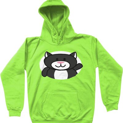 Kids Hoodie CAT - Lime Green