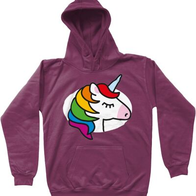 Felpa con cappuccio per bambini UNICORNO - Prugna