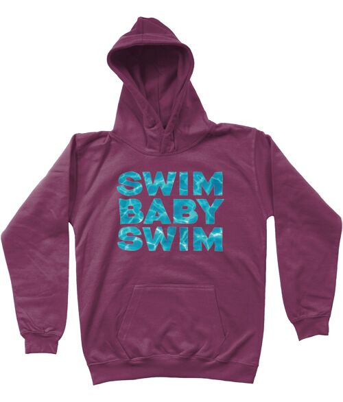 Kids Hoodie "SWIM BABY SWIM" - Plum