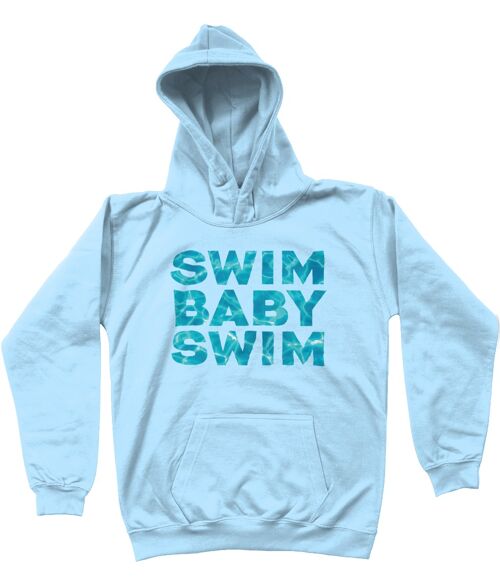 Kids Hoodie "SWIM BABY SWIM" - Sky Blue