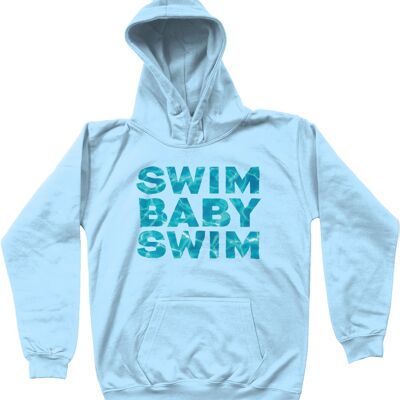 Sweat à capuche enfant "SWIM BABY SWIM" - Bleu ciel