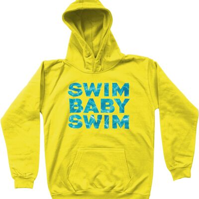 Felpa con cappuccio per bambini "SWIM BABY SWIM" - Giallo sole