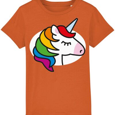 Kinder T-Shirt EINHORN - Leuchtend Orange