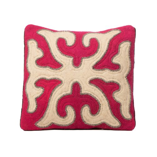 Cushion Cover - Hand-Felted by Women's Cooperative Grey/Cream Negative