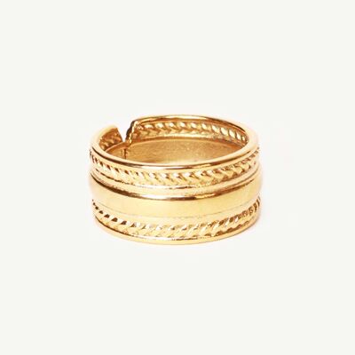 Grande anello Sabrina inciso in oro | Gioielli fatti a mano in Francia