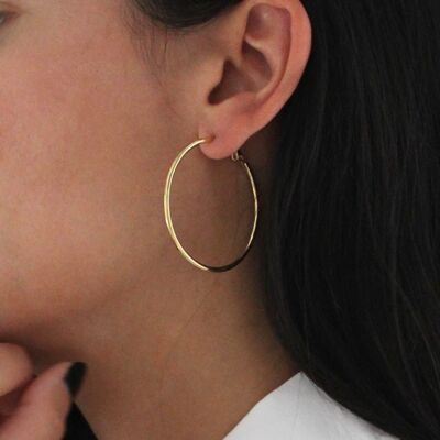 Large Thin Sabrina Gold Hoops | Handmade jewelry in France