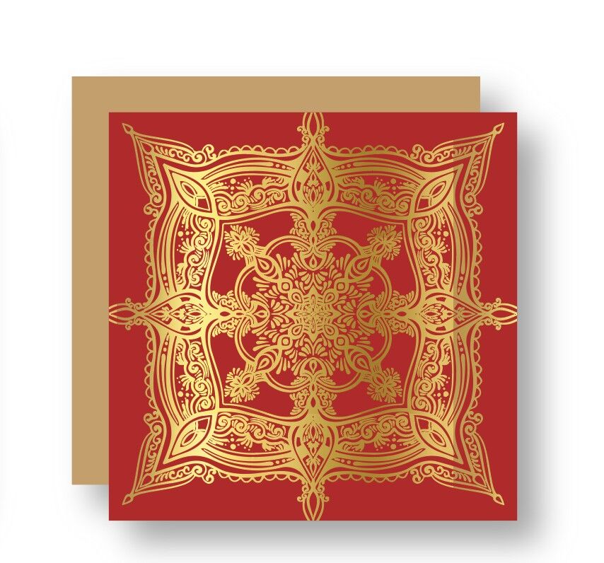 Patrón de mandala de lámina de oro - ROJO