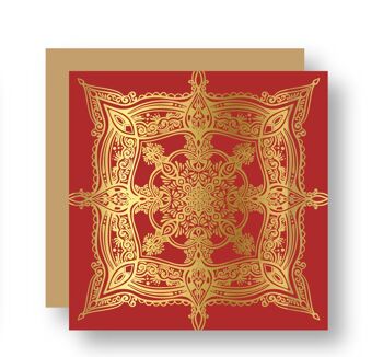 Motif Mandala feuille d'or - ROUGE