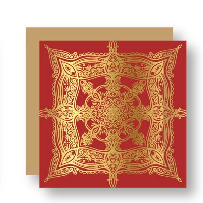 Motivo Mandala in lamina d'oro - ROSSO