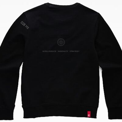Embroidered Frequency Crewneck Sweater Black 528Hz | Frequency